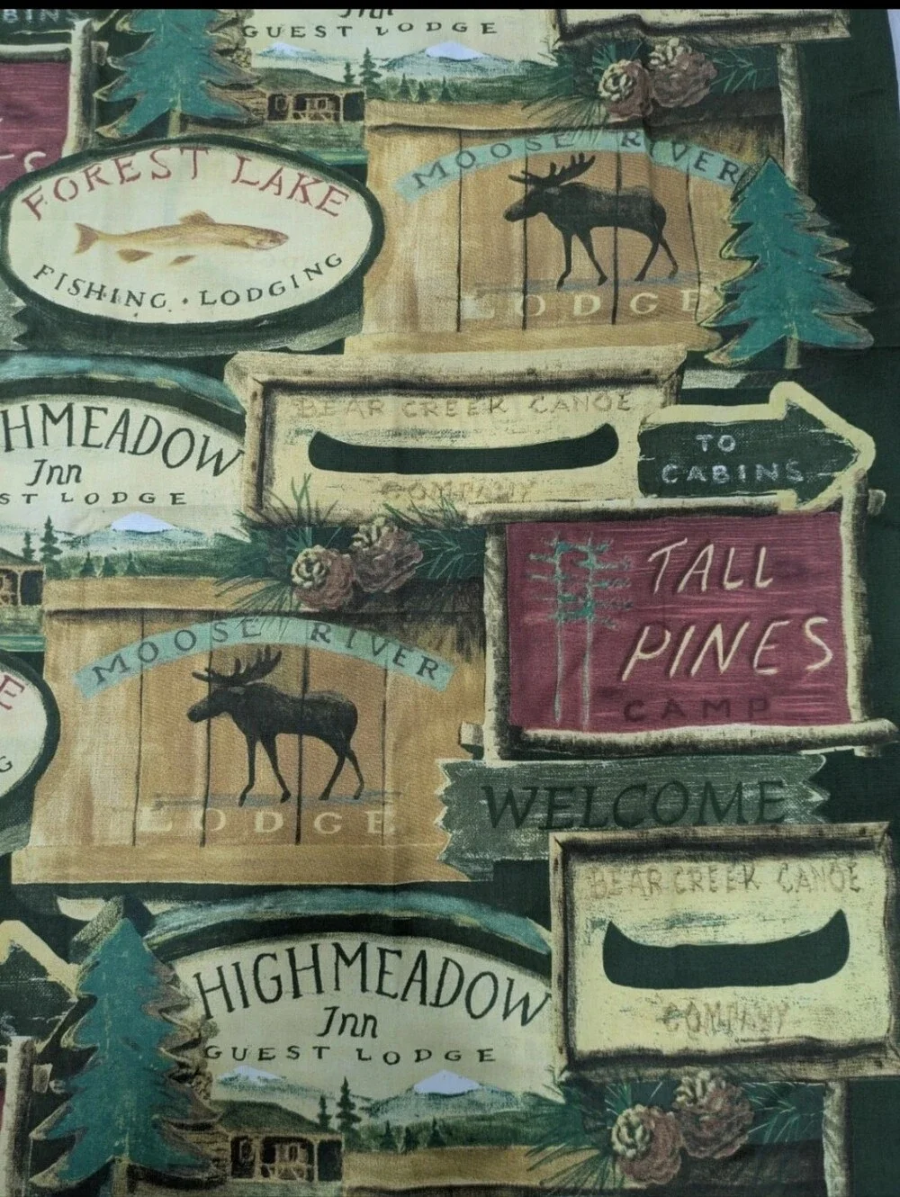 Vtg Expressions Fishing Lodge Cabin Moose Rustic Shower Curtain Thick Poly Duck